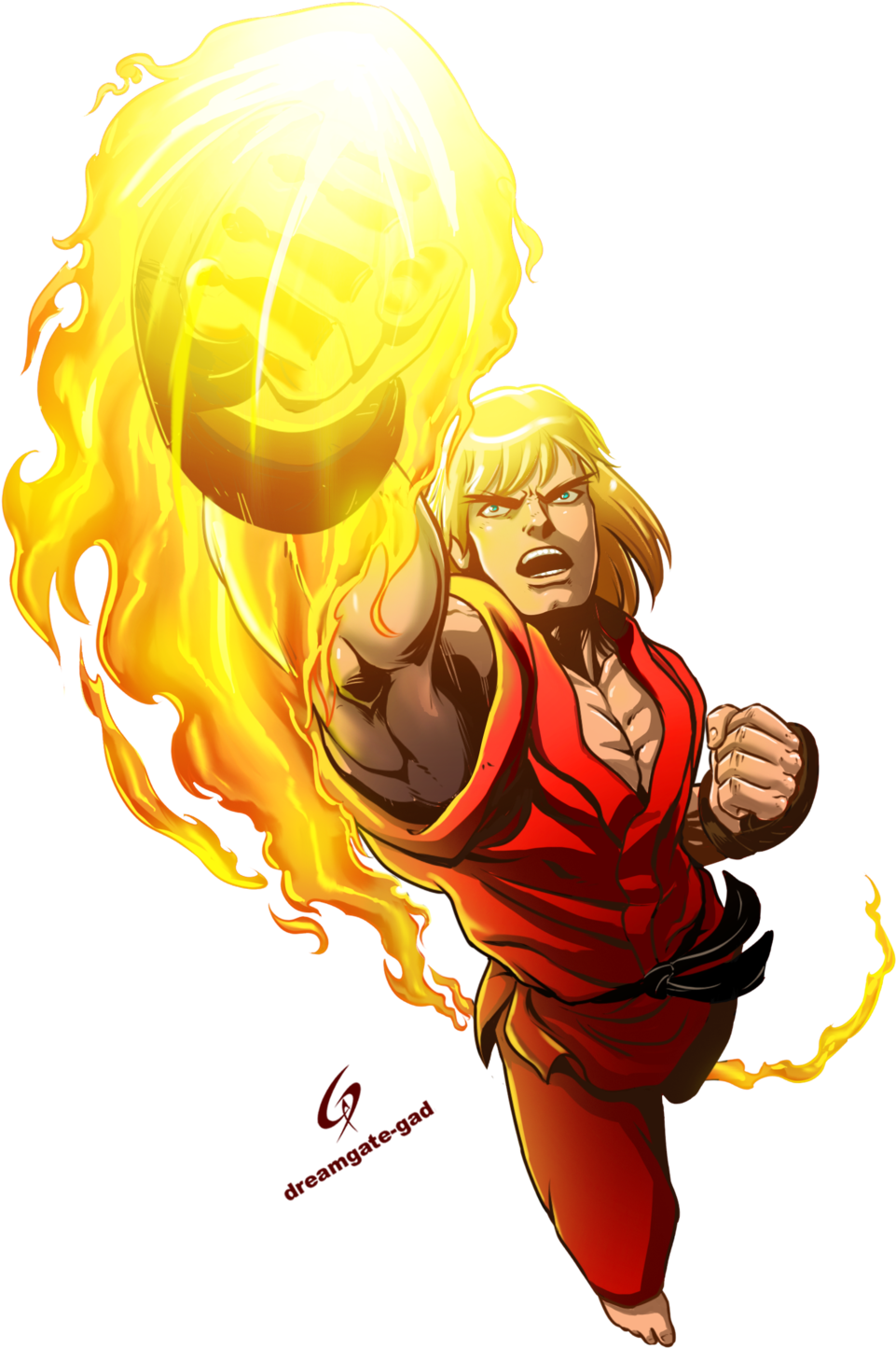 Download Street Fighter Ken Masters Hadouken Artwork | Wallpapers.com