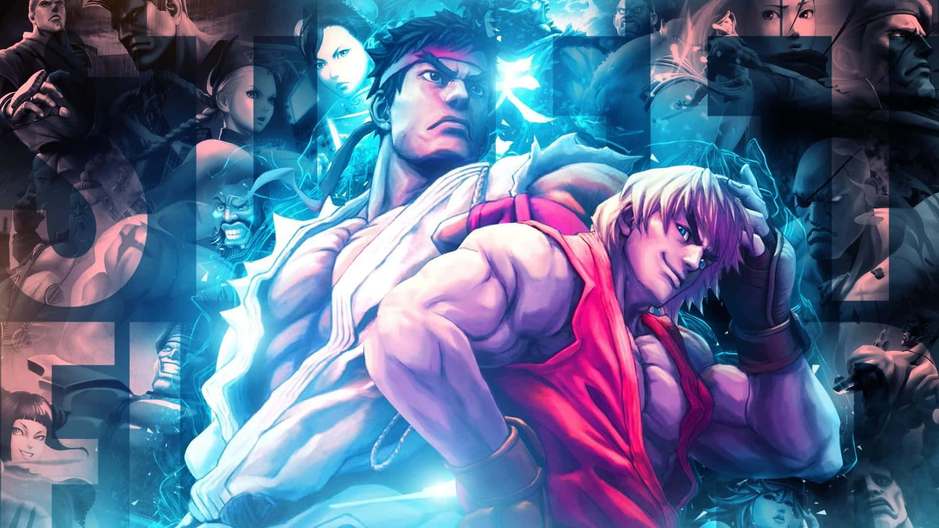 Street Fighter Kenand Ryu Collage Wallpaper