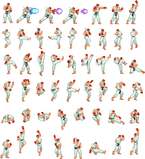 Street Fighter Ryu Sprite Sheet PNG