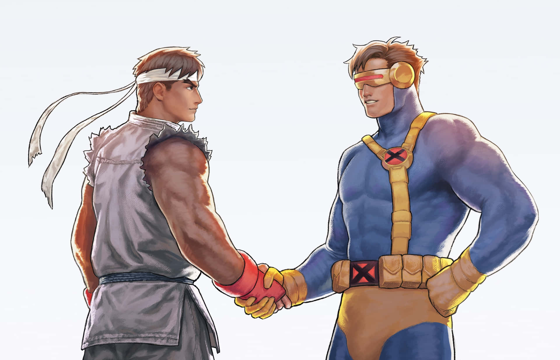 Street Fighter Ryuand X Men Cyclops Handshake Wallpaper