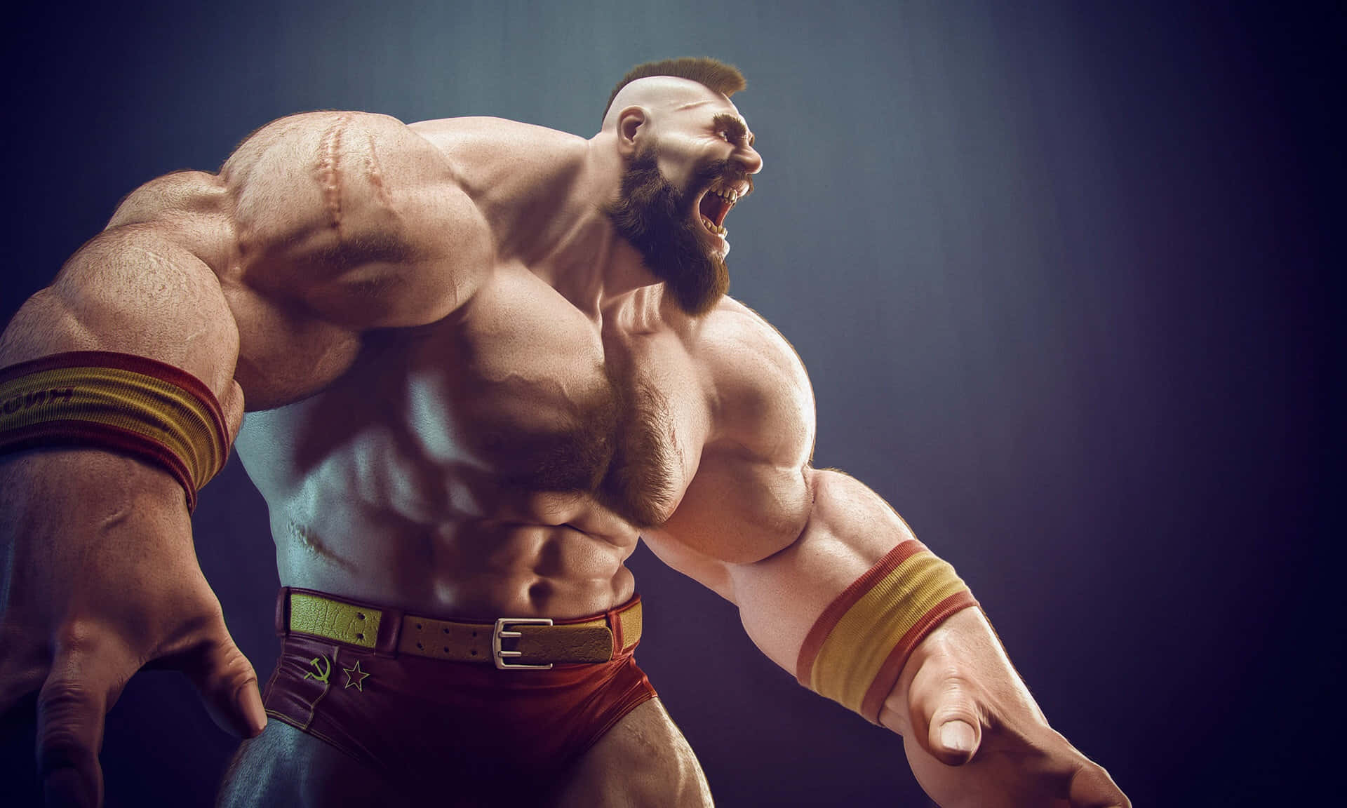 Street Fighter Zangief Roaring Victory Pose Wallpaper