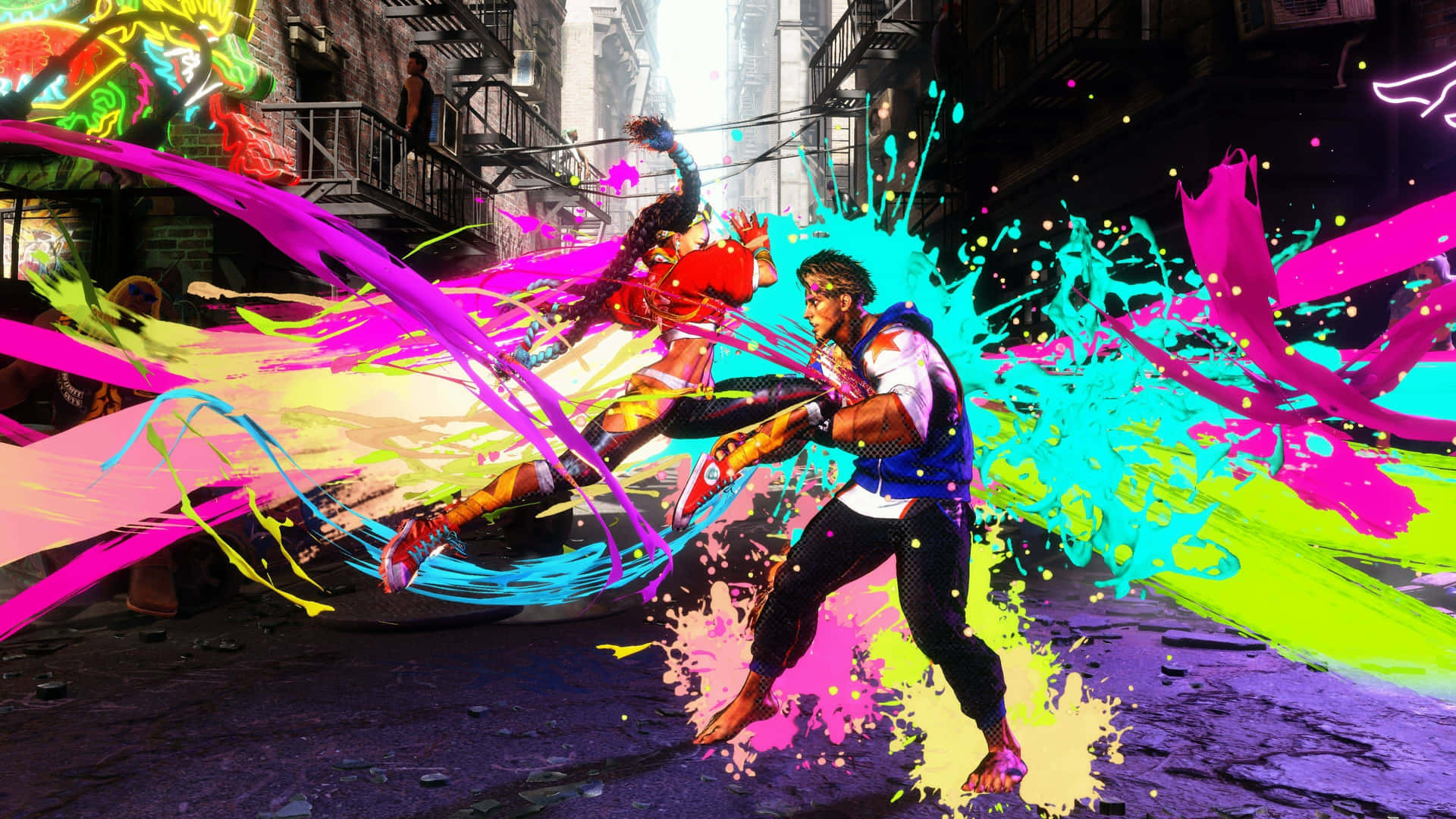 Street Fighter6 Dynamic Battle Scene Wallpaper