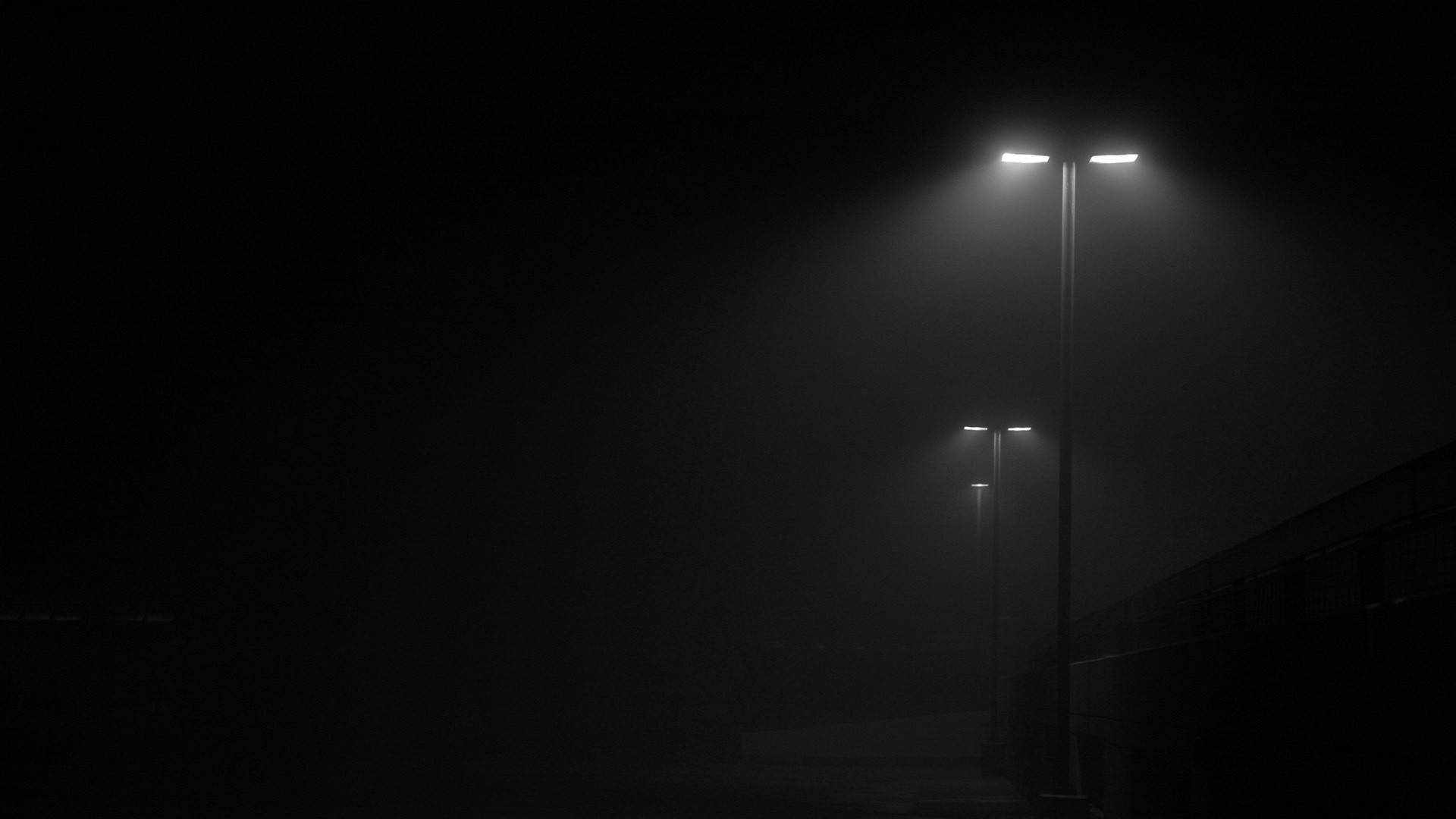 Street Lamps At Night Dark Gray