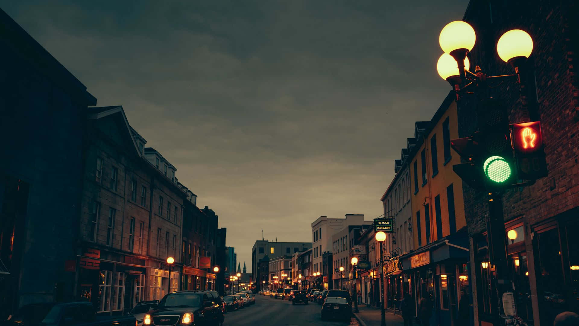 "The Glow of A Street Light at Night" Wallpaper