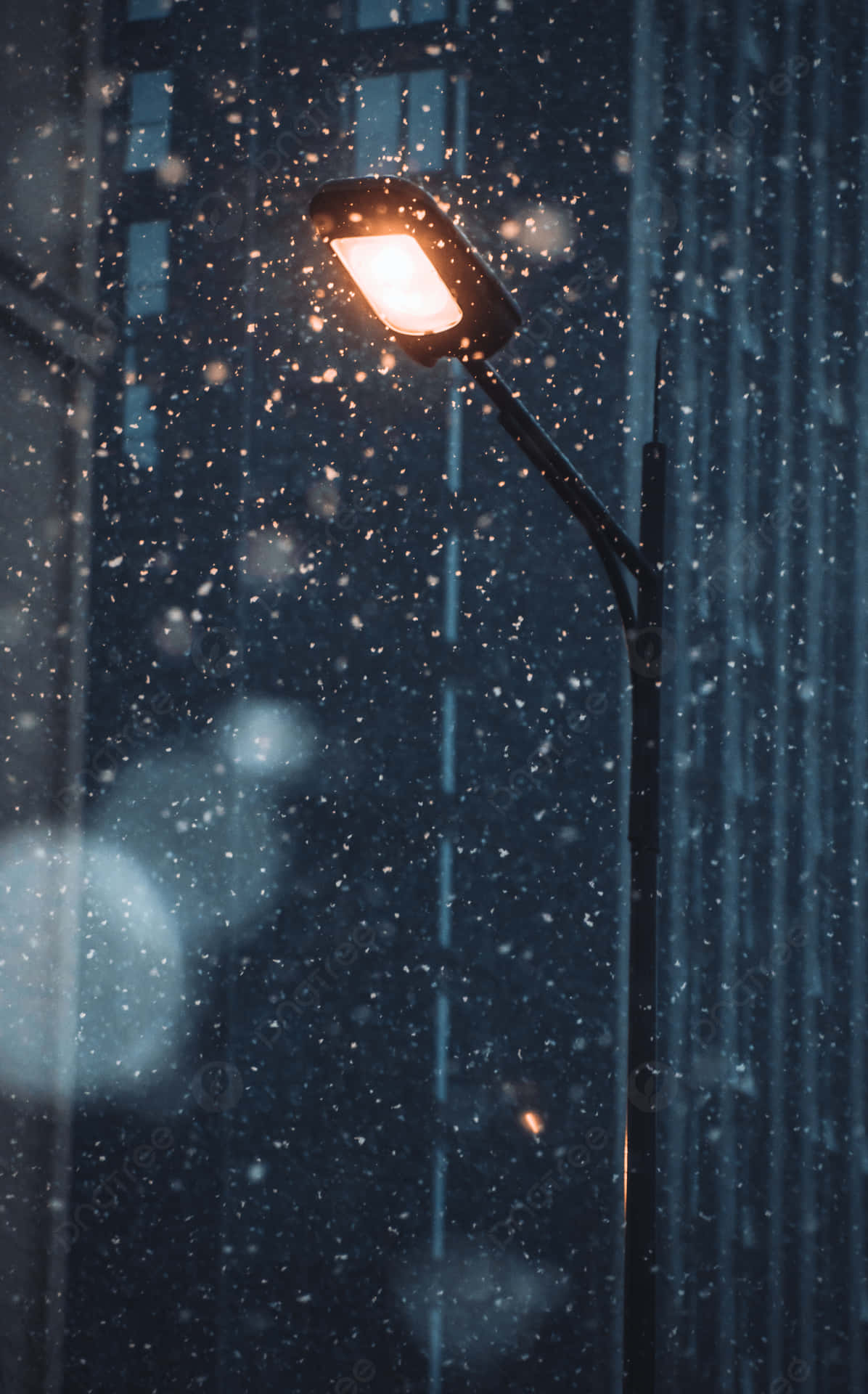 A Street Light In The Snow Wallpaper
