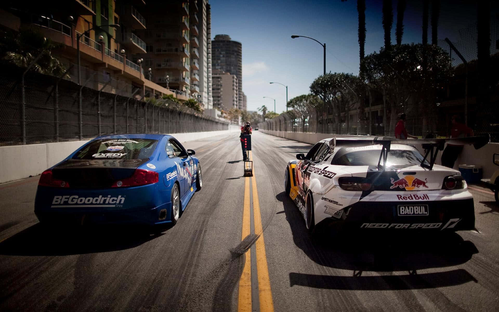 Adrenaline Overload at Midnight: The Street Racing Scene Wallpaper