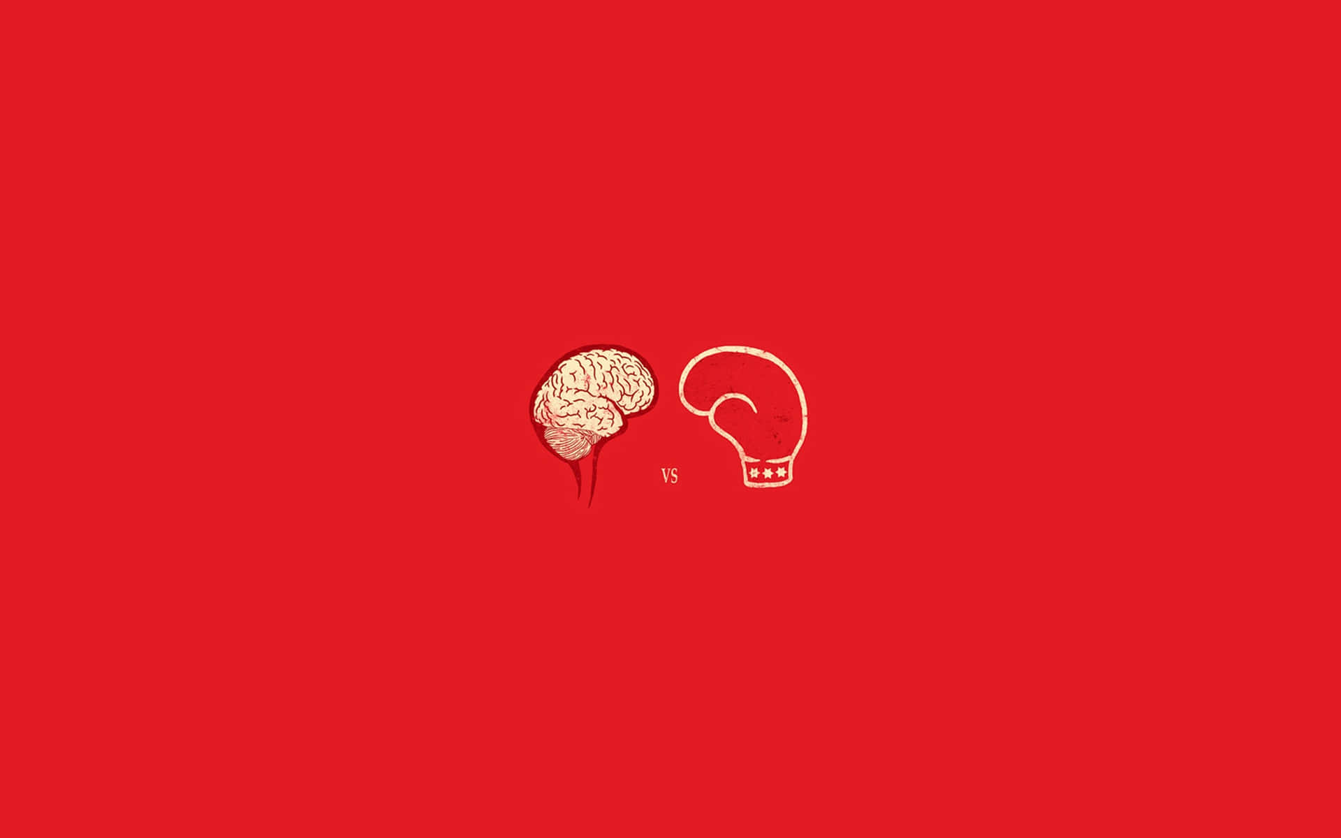Unfondo Rojo Con Un Ring De Boxeo Y Un Cerebro. Fondo de pantalla