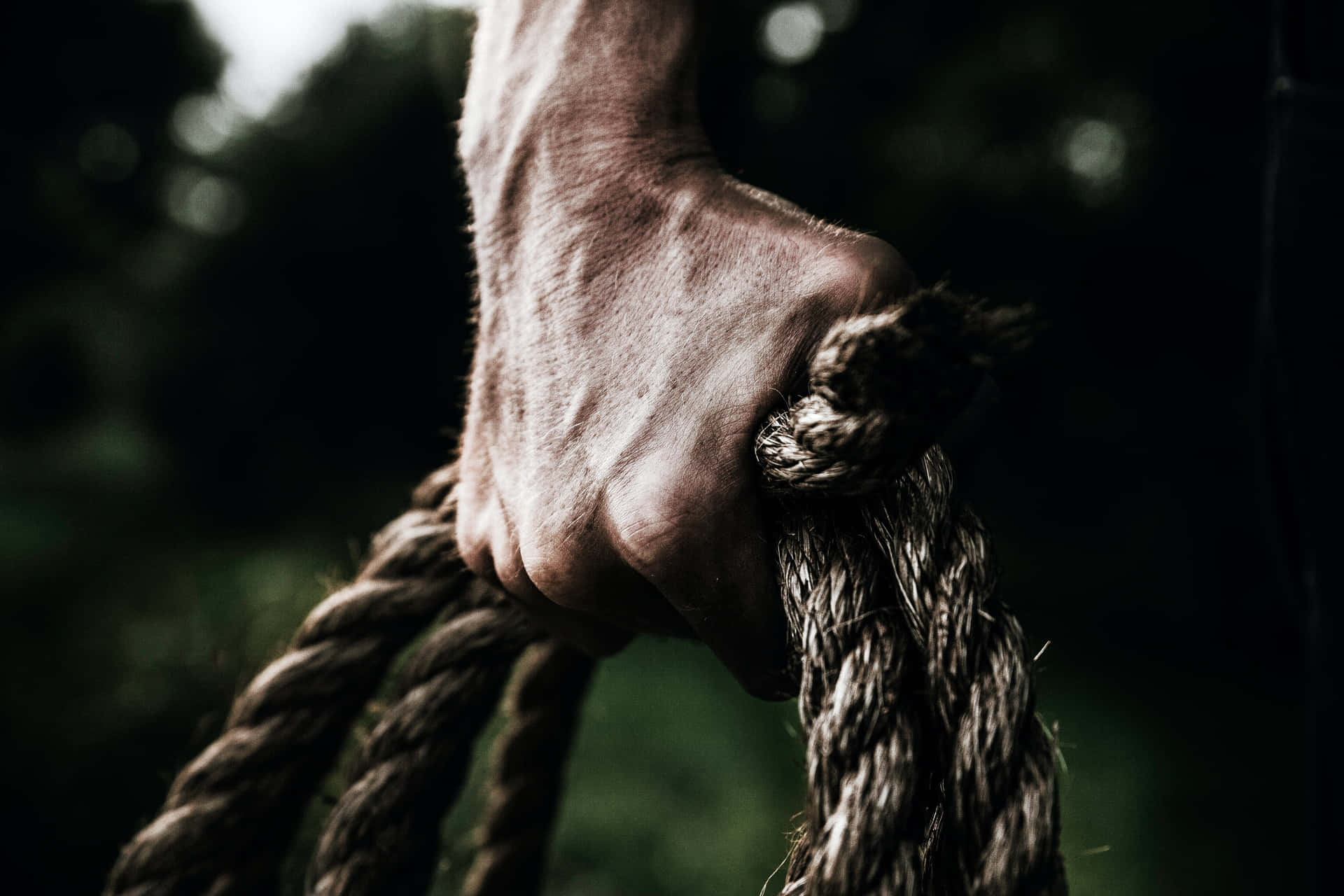 A Man's Hand Holding A Rope Wallpaper