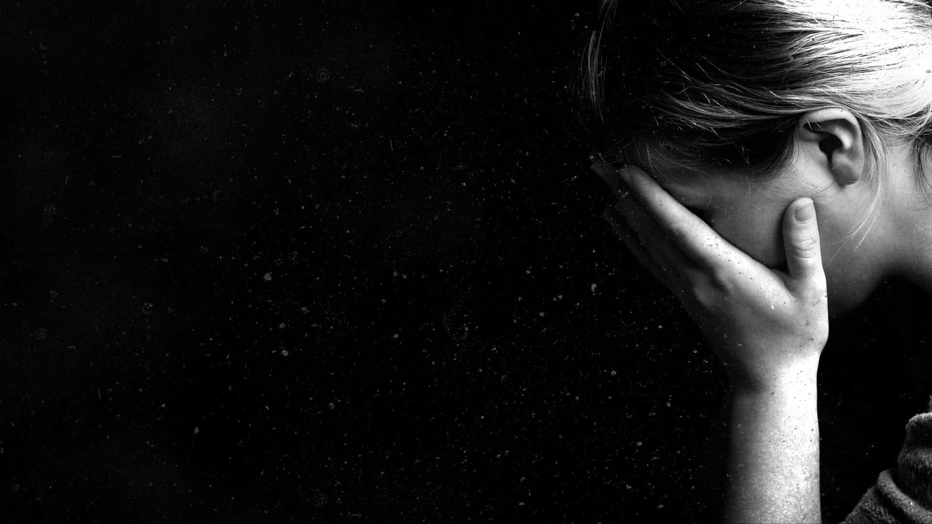 Stress Woman Crying Covering Her Face Wallpaper
