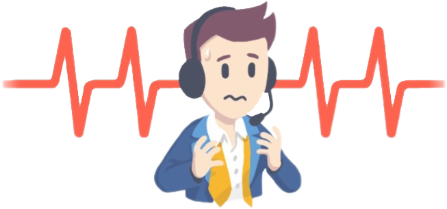 Stressed Cartoon Manwith Heartbeat Line PNG