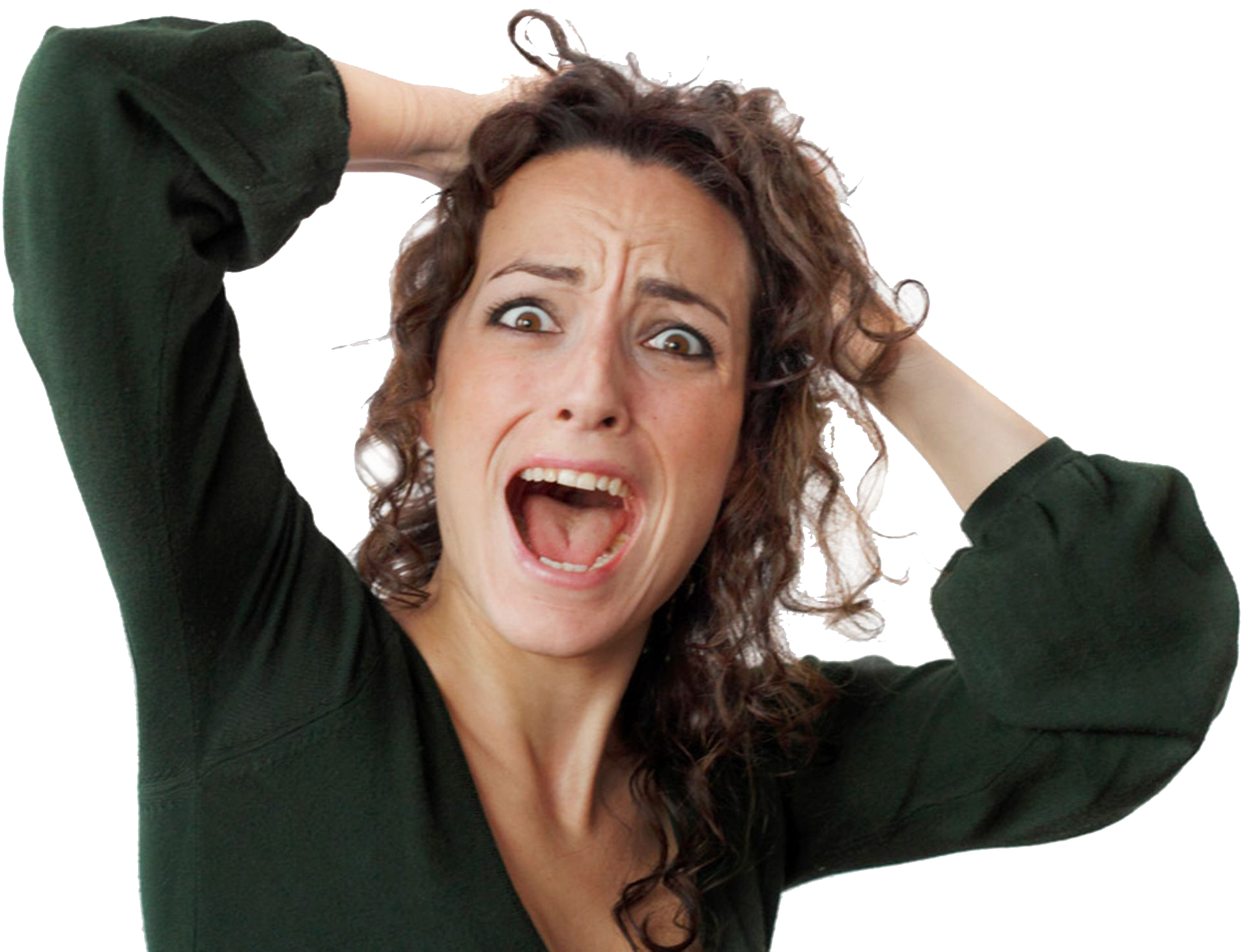 Stressed Woman Pulling Hair PNG