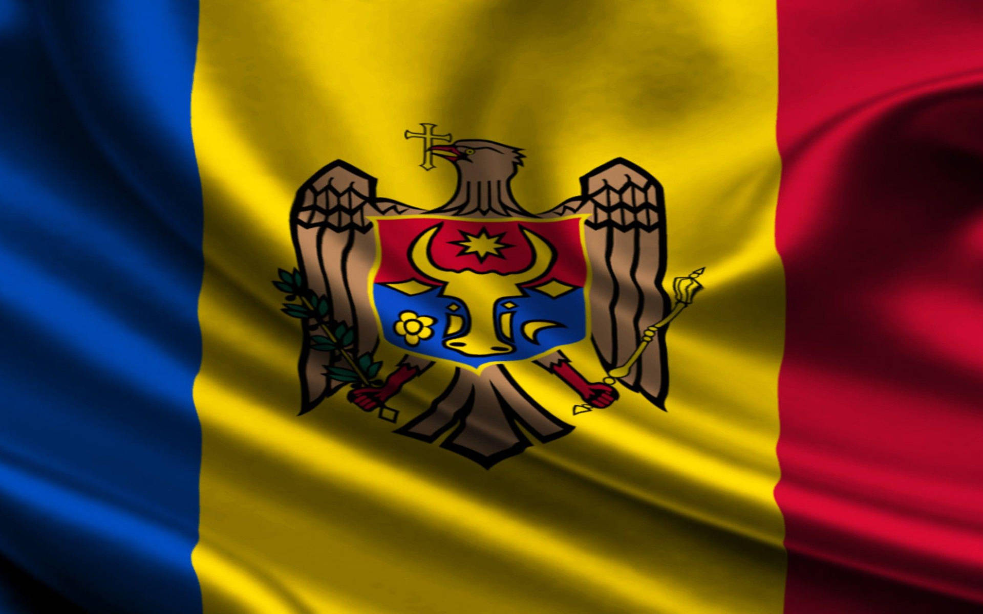 Stretched Moldovas Silk Flag Background