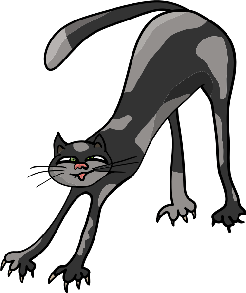 Stretching Cartoon Cat_ Illustration.png PNG
