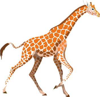 Striding Giraffe Vector Illustration PNG