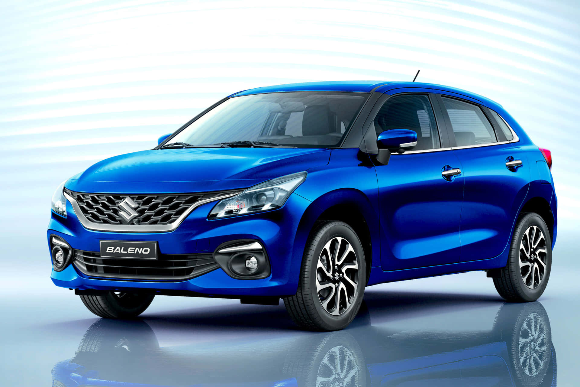 Striking Blue Suzuki Baleno In Mid-journey Wallpaper