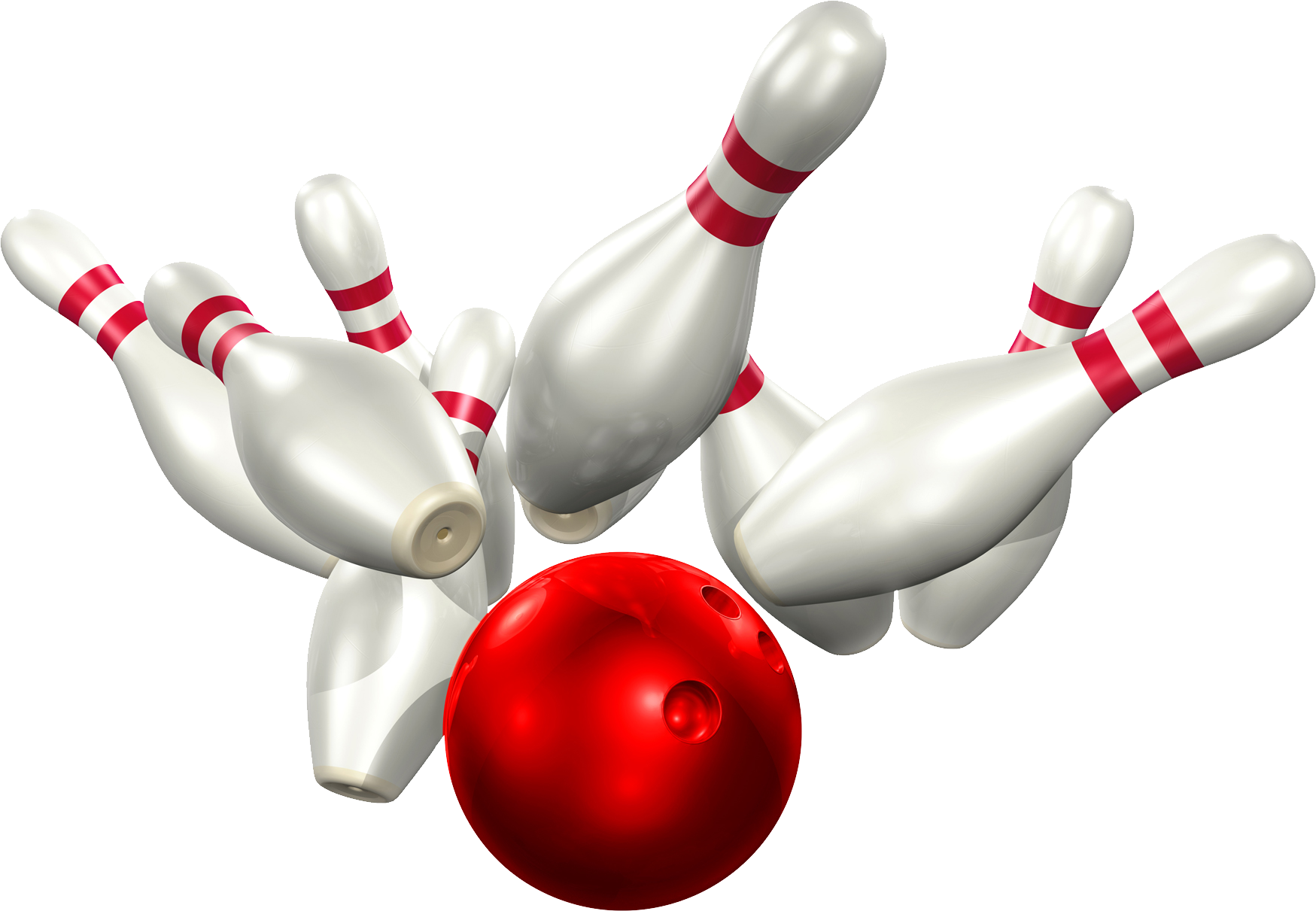 Striking Bowling Balland Pins PNG