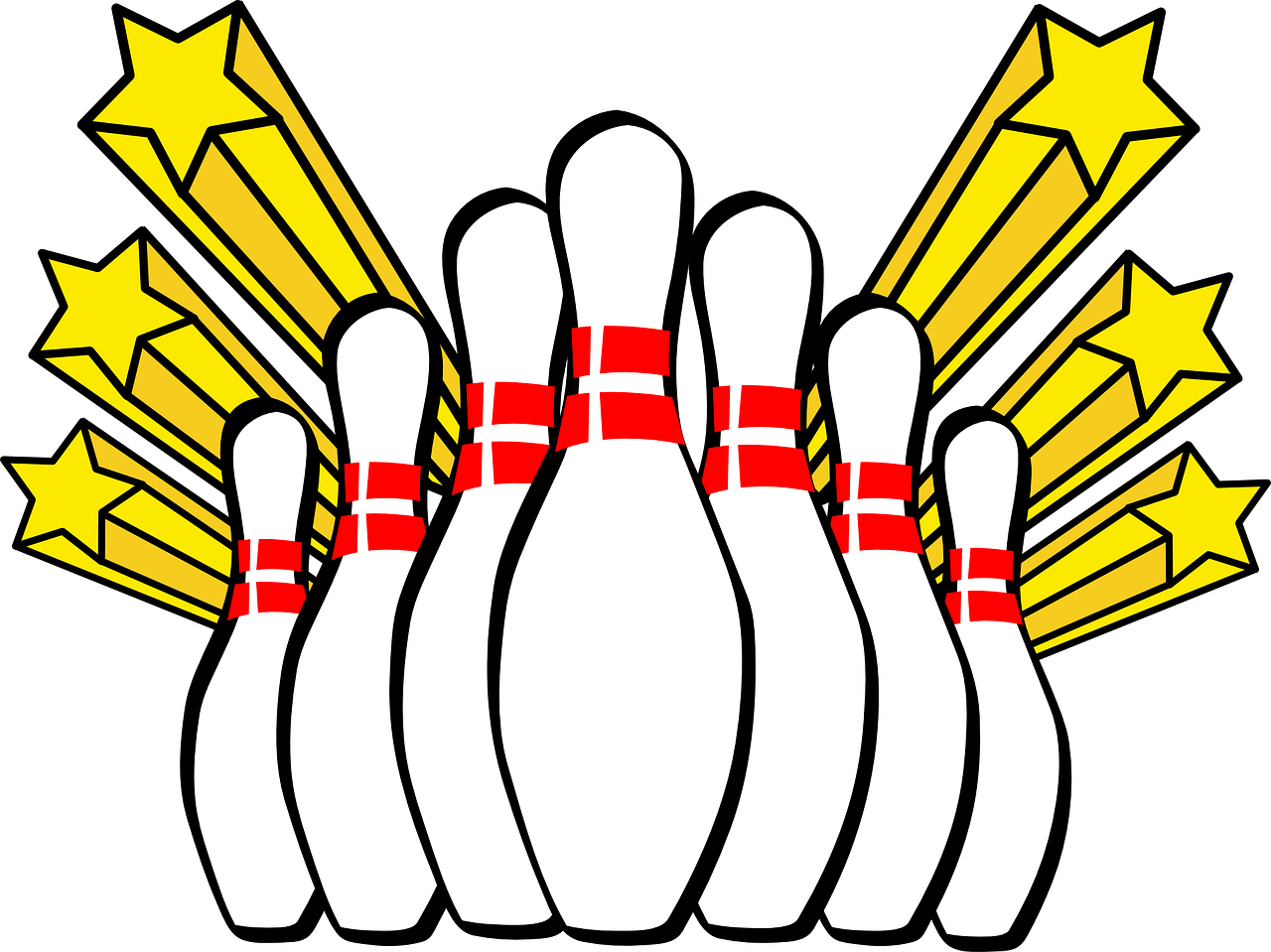Striking Bowling Pins Illustration PNG