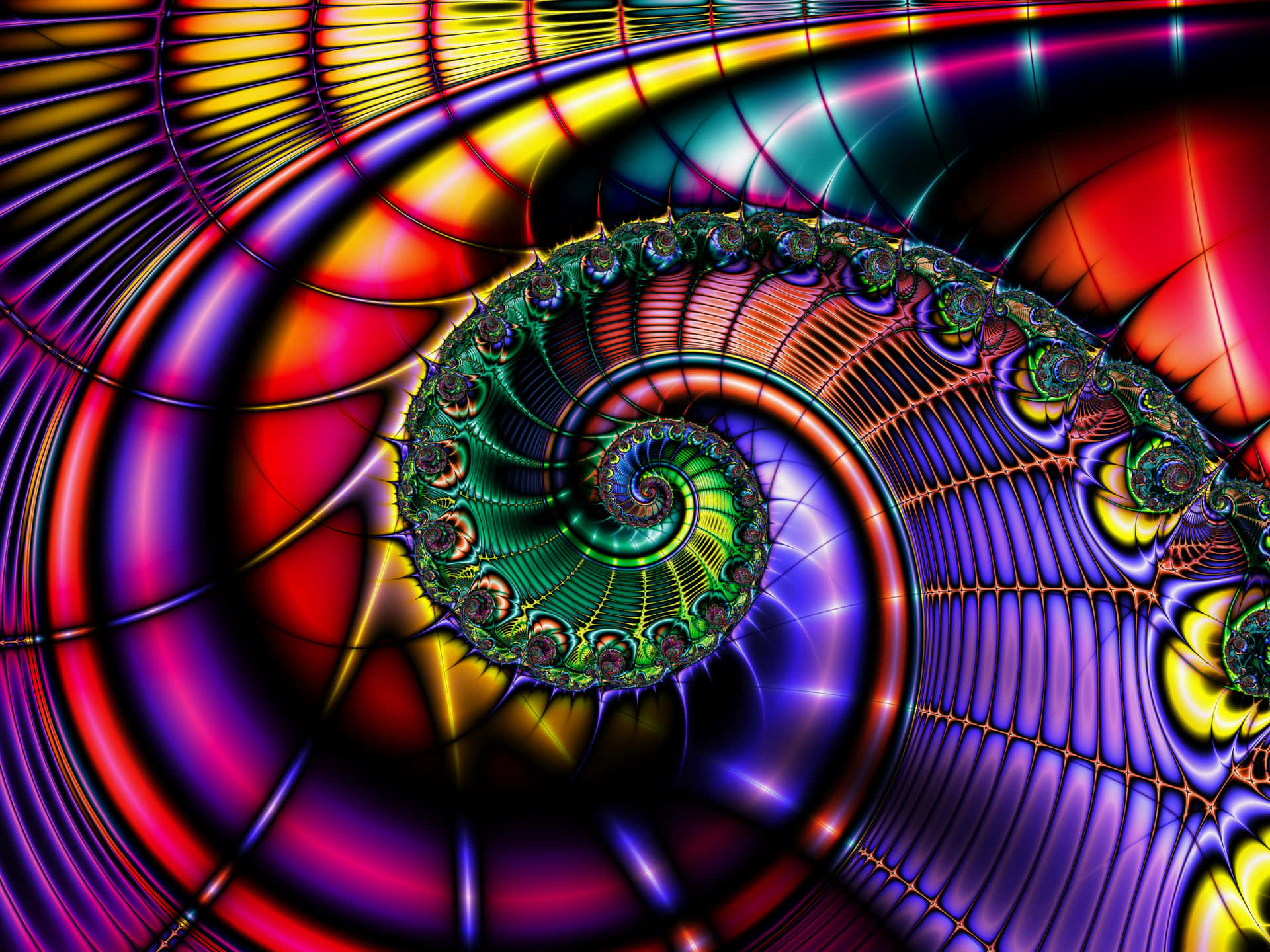 Striking Hyperbolic Spiral Pattern Wallpaper