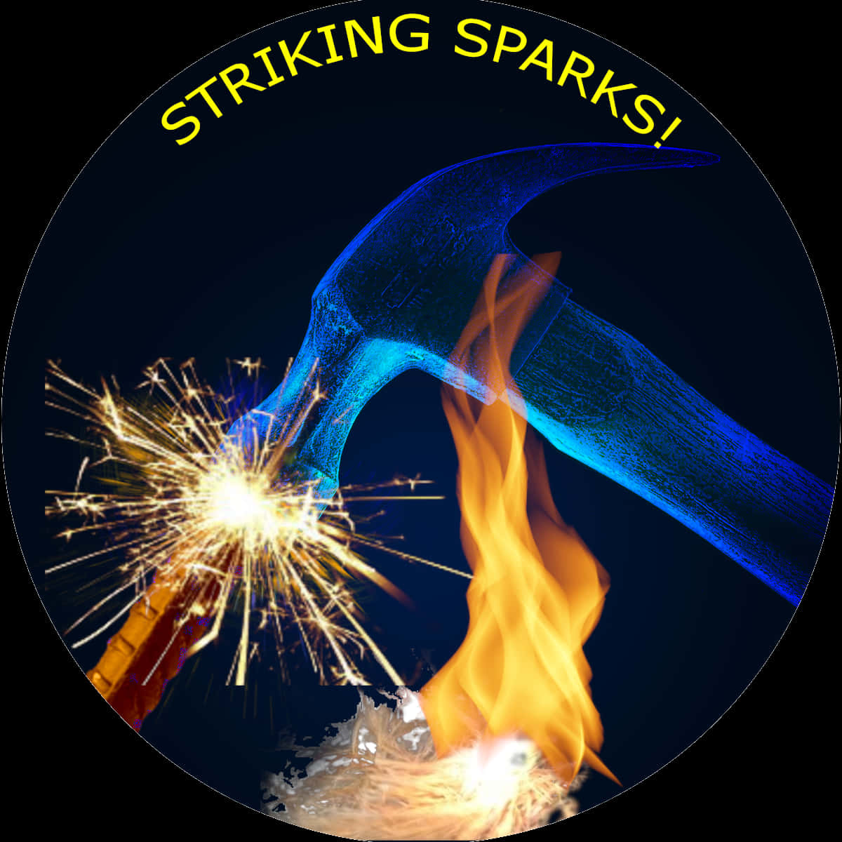 Striking Sparks Hammerand Flame PNG