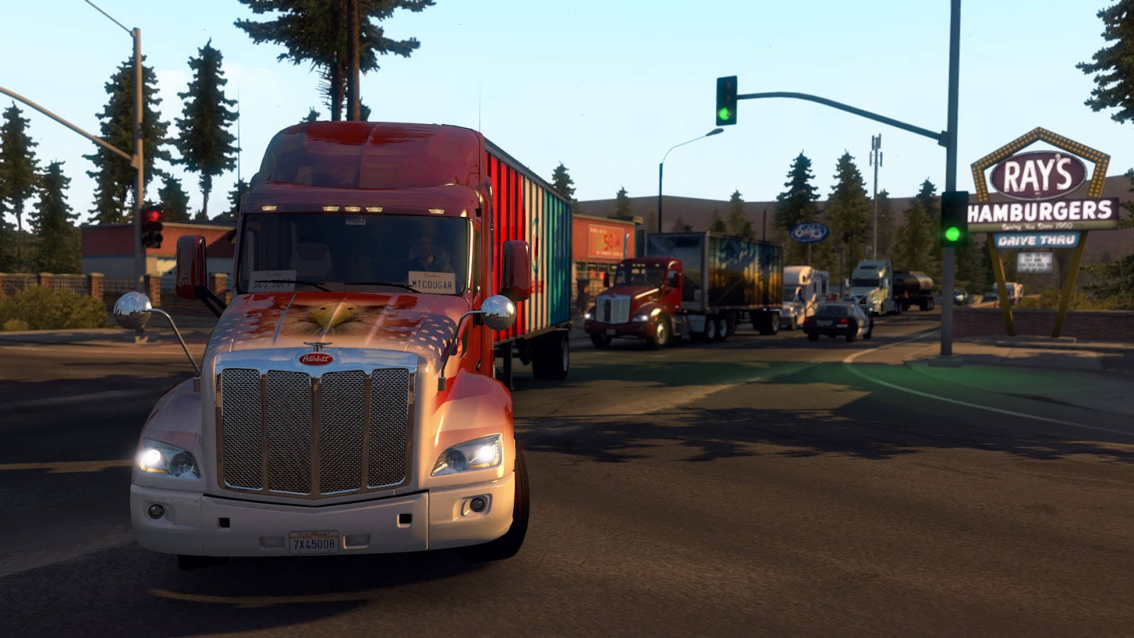 Striking Sunset Journey With American Truck Simulator Wallpaper