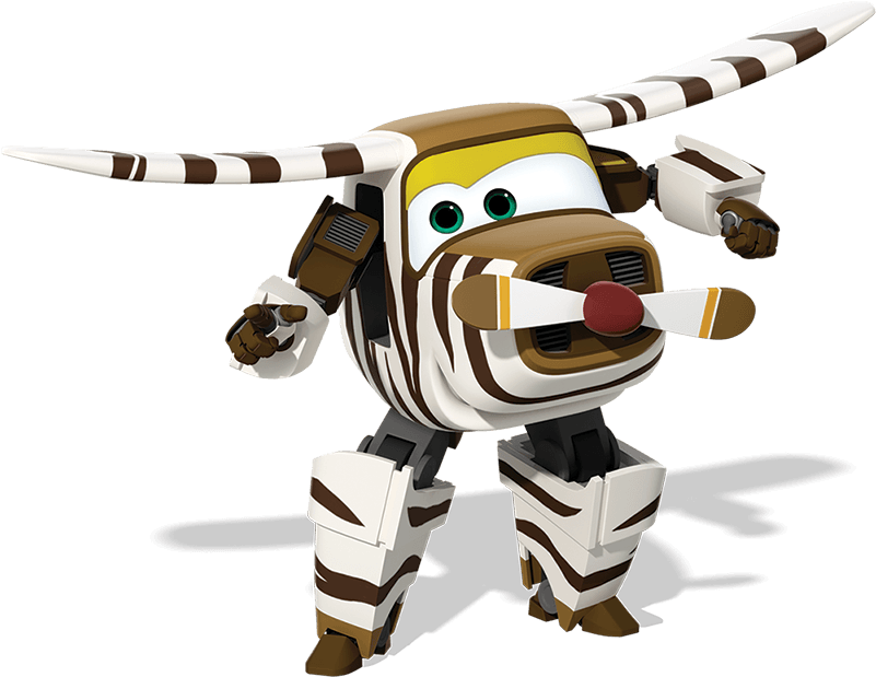 Striped Aviation Robot Character PNG