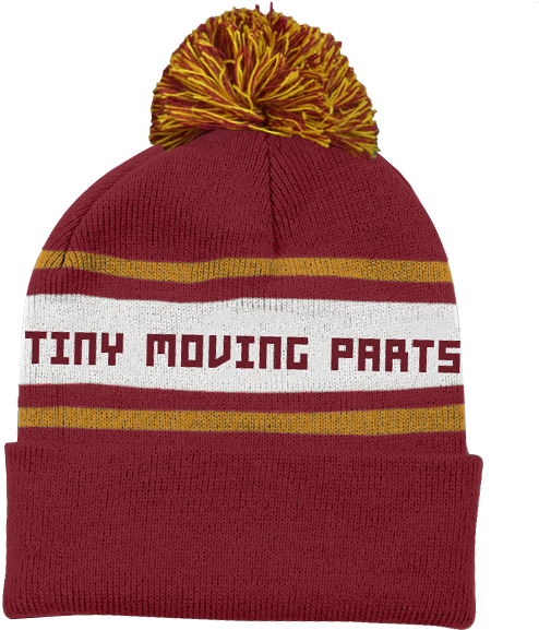 Striped Beaniewith Pomand Text PNG