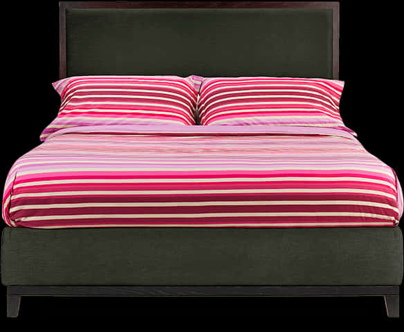 Striped Beddingon Modern Bed PNG