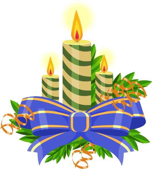 Striped Birthday Candleswith Bow PNG