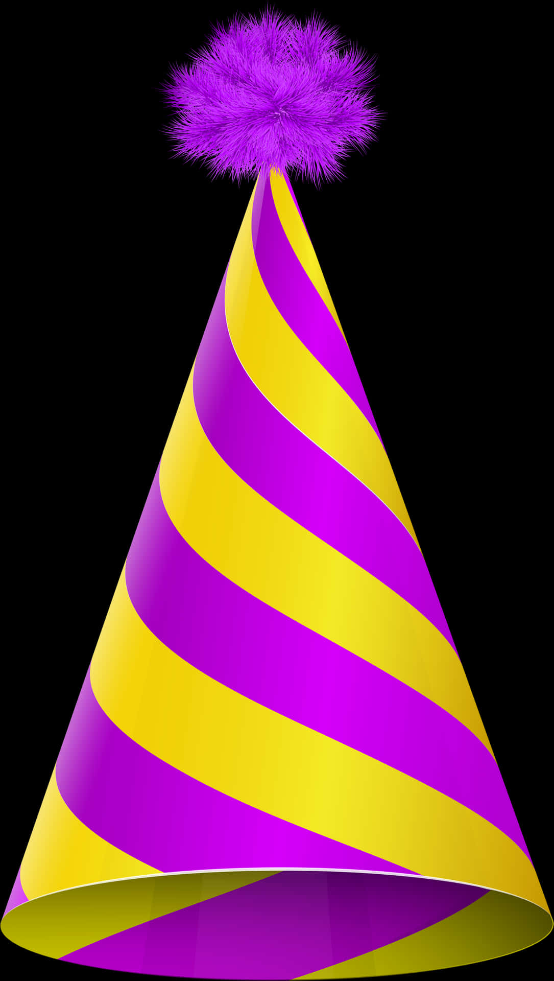 Striped Birthday Hatwith Pom Pom PNG