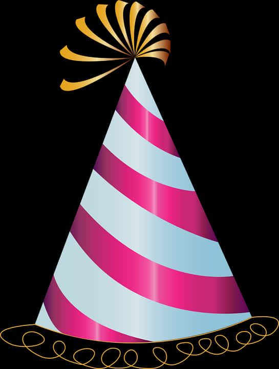 Striped Birthday Party Hat PNG