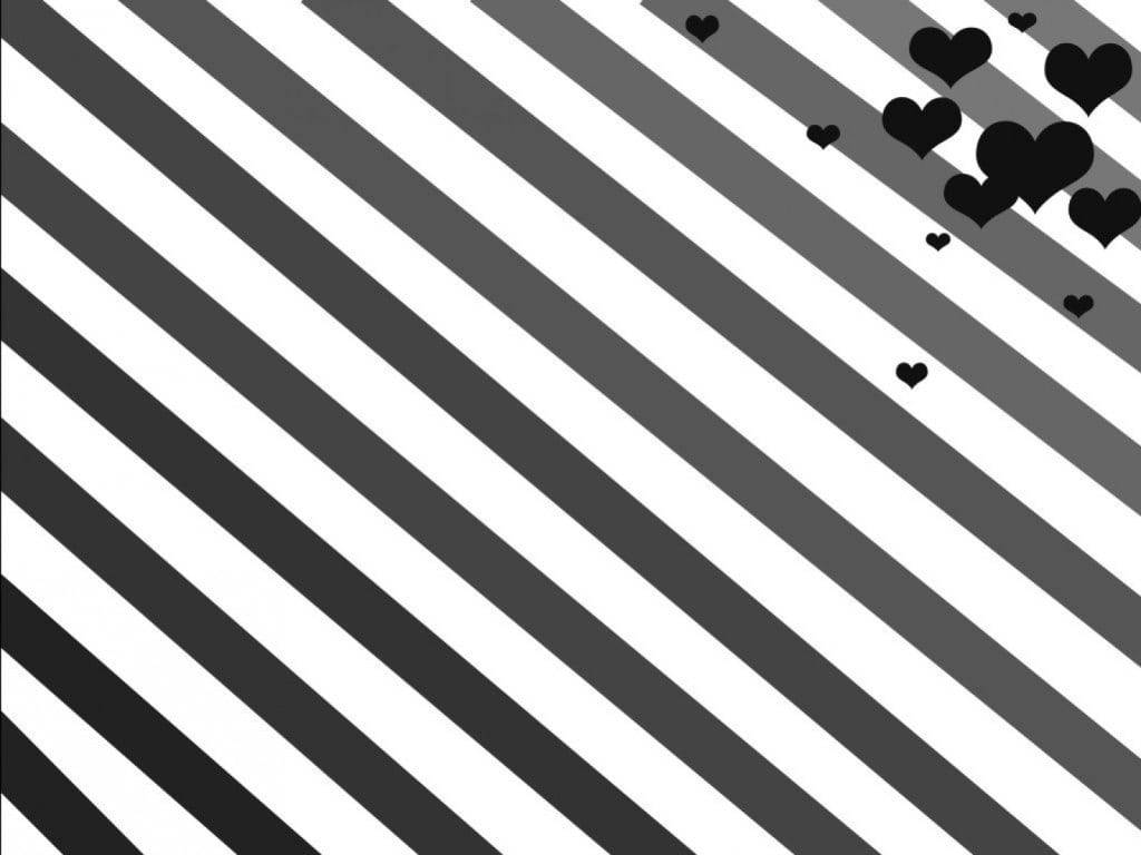 Striped Black And White Heart Wallpaper