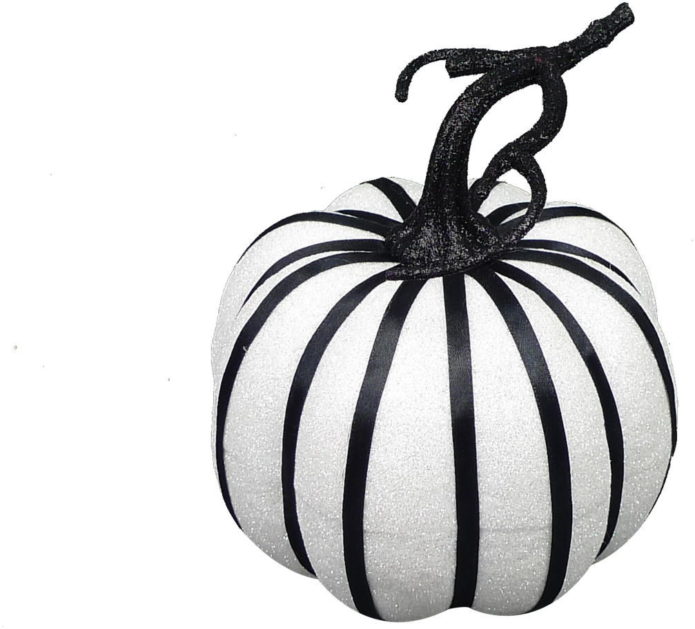 Striped Blackand White Pumpkin PNG