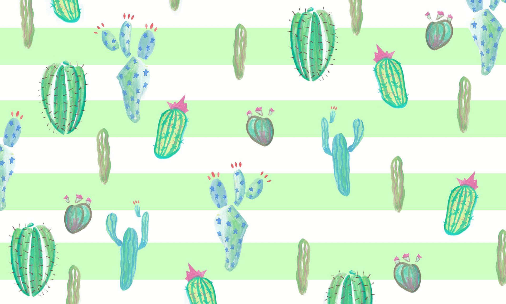 Striped Cactus Pattern Background Wallpaper