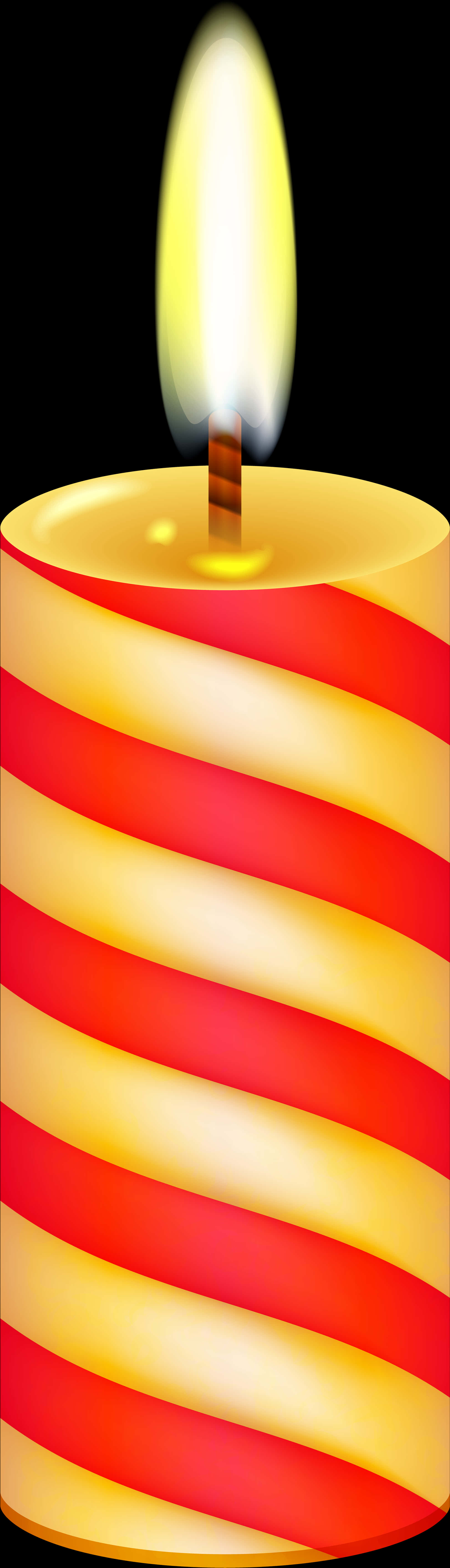Striped Candle Lit Flame PNG