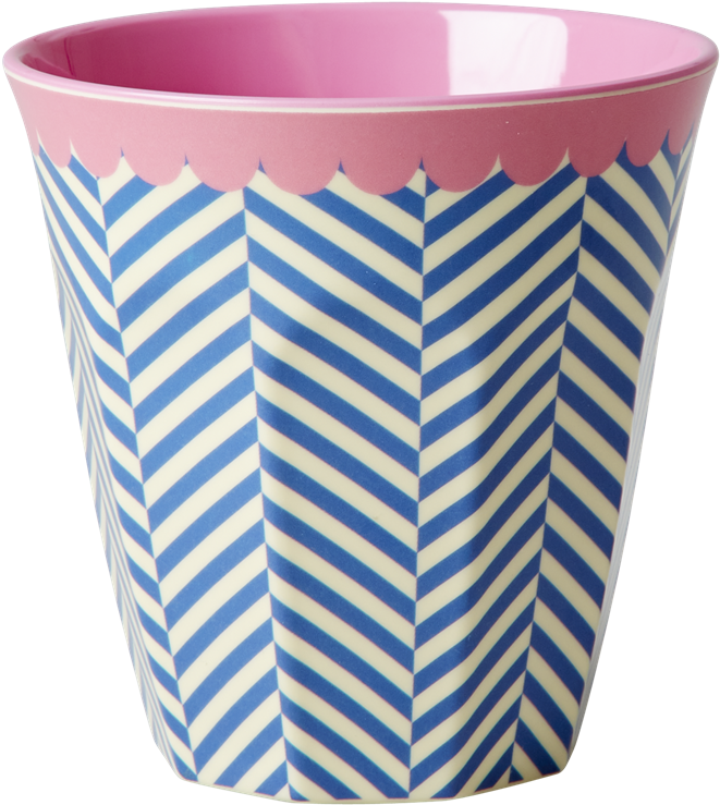 Striped Ceramic Beaker Pink Trim PNG