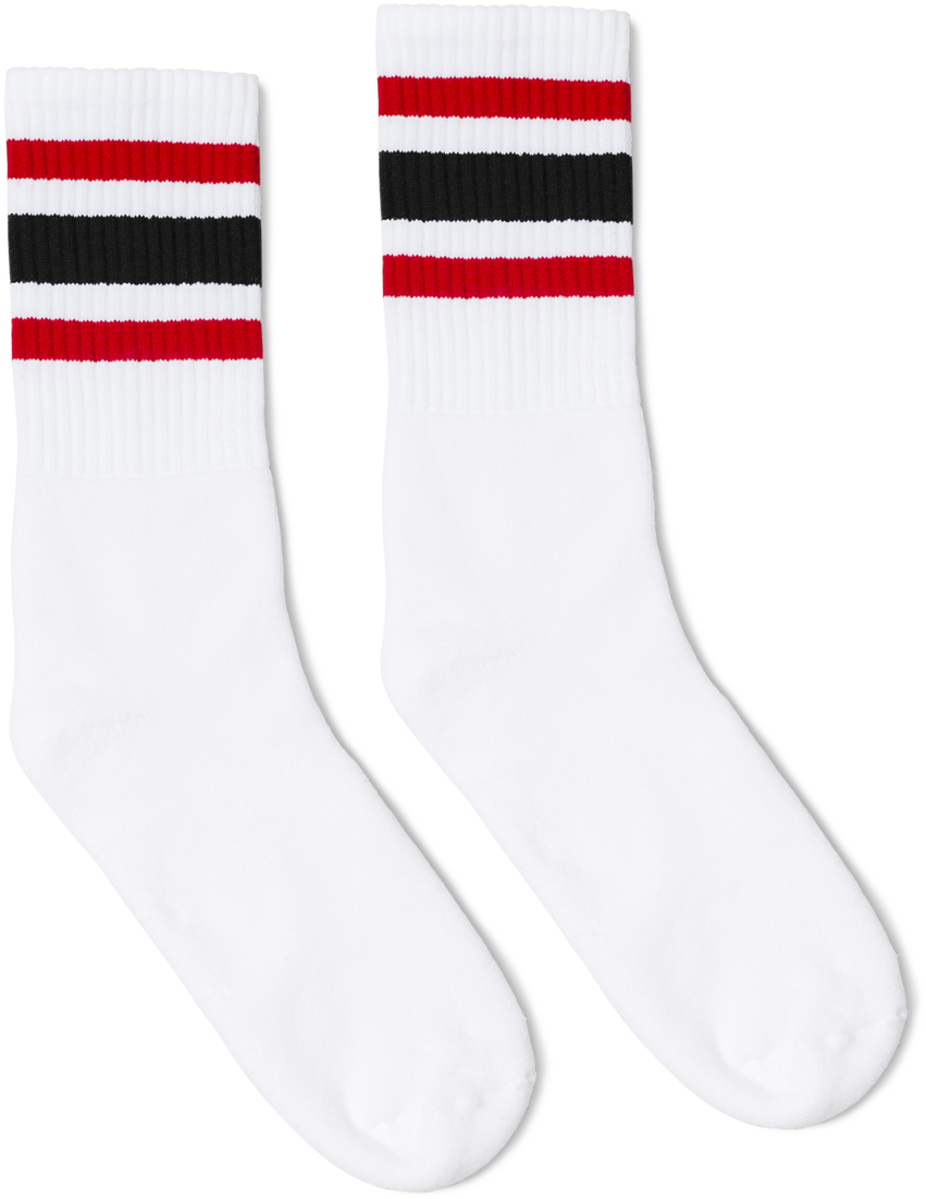 Striped Crew Socks White Background PNG