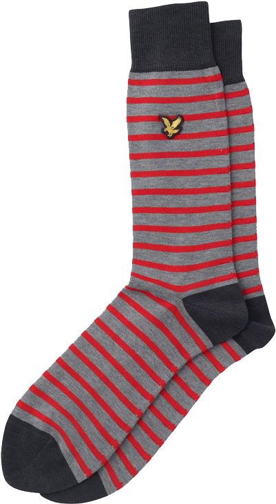 Striped Crew Sockwith Embroidered Logo PNG