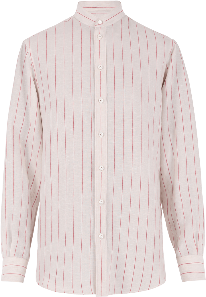 Striped Mandarin Collar Shirt PNG