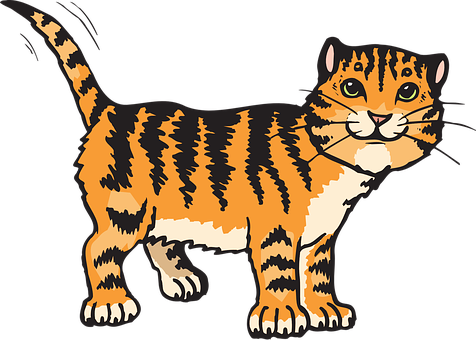 Striped Orange Cat Illustration PNG