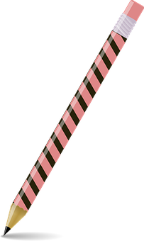 Striped Pencil Isolatedon Black Background PNG