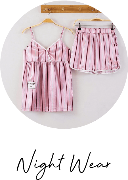 Striped Pink Pajama Set Womens Nightwear PNG