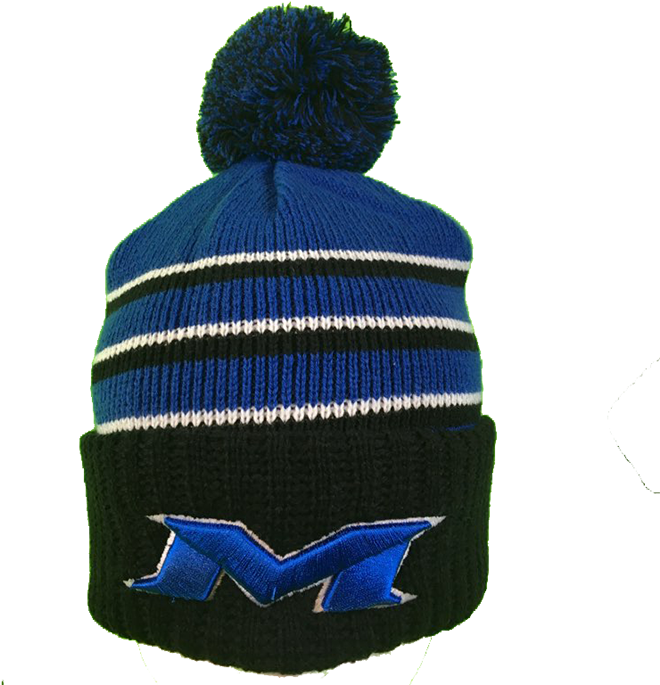Striped Pom Beaniewith Logo PNG