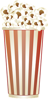 Striped Popcorn Container Full PNG