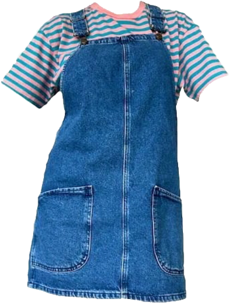 Striped Shirt Denim Dress Childrens Clothing PNG