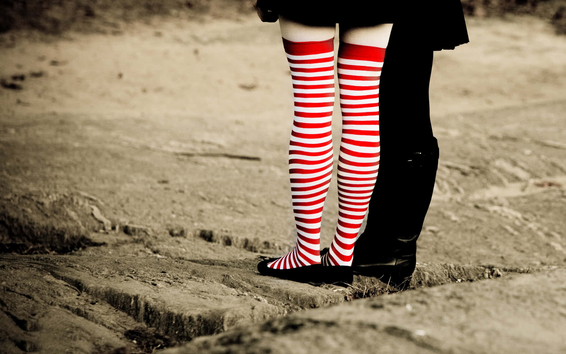 Striped Stockings Outdoors Wallpaper