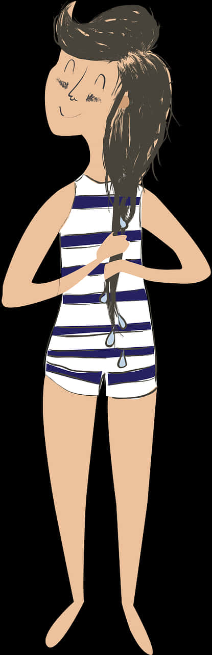 Striped Swimsuit Cartoon Character PNG