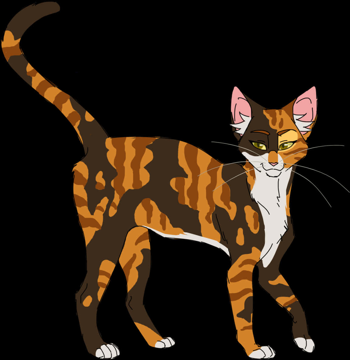 Striped Tabby Cat Illustration PNG