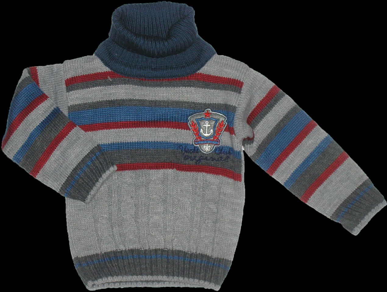 Striped Turtleneck Sweater PNG