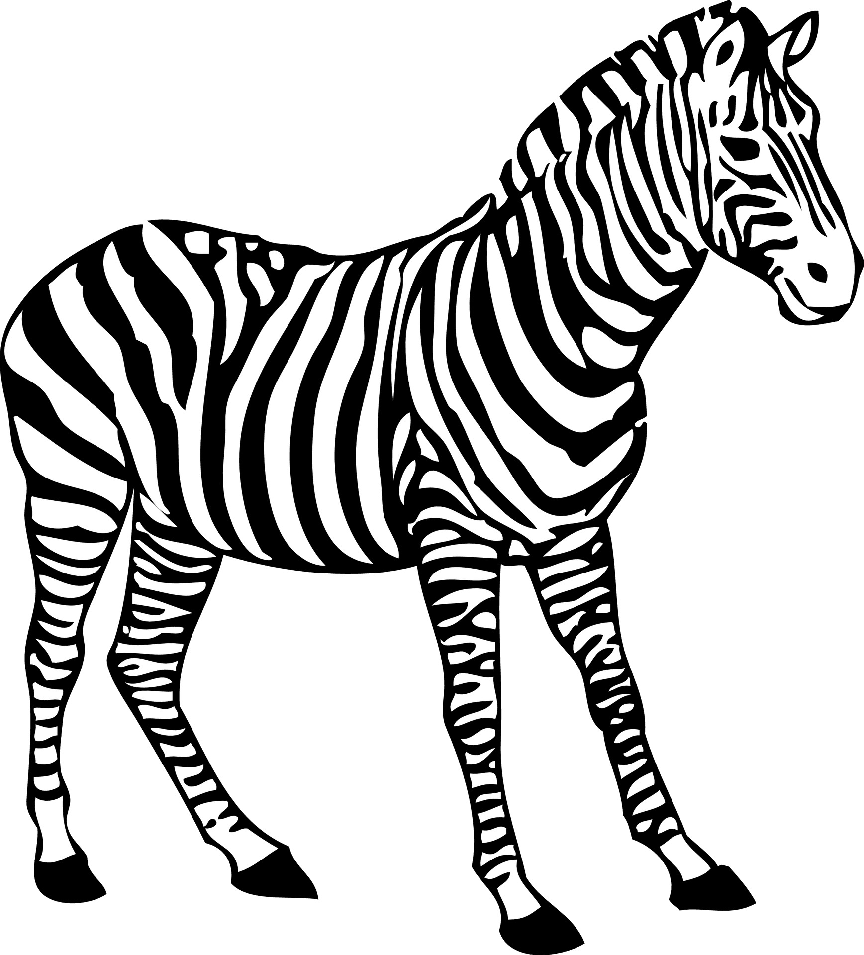 Striped Zebra Illustration PNG