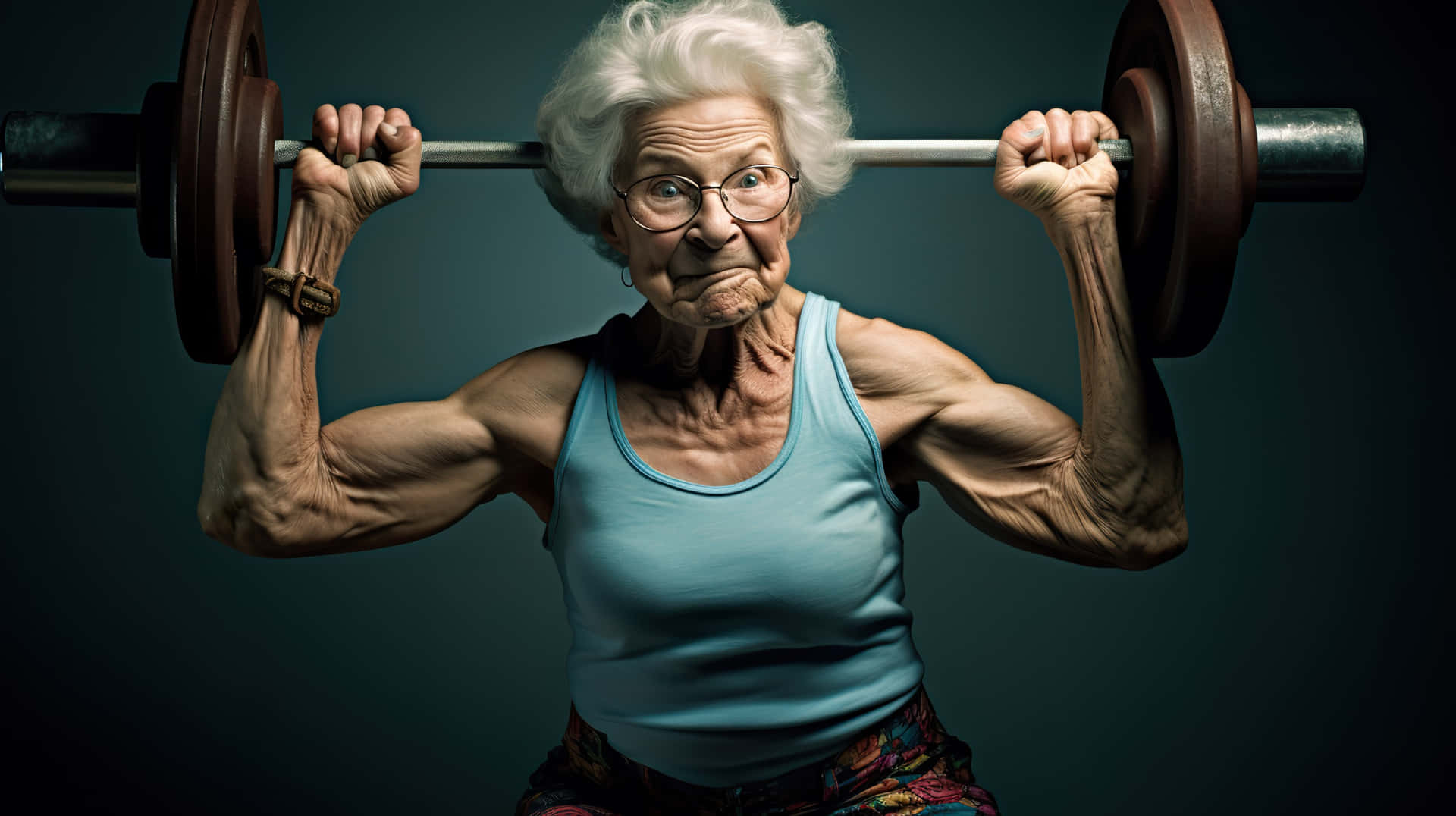 Strong Grandma Lifting Weights Wallpaper